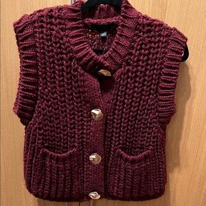 Zara Burgundy Knit Sweater Vest